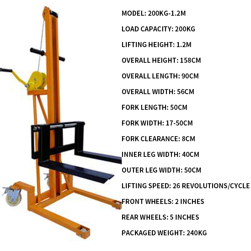 Electric Pallet Jack - Manual Pallet Jack, Portable Hand-Crank Lift