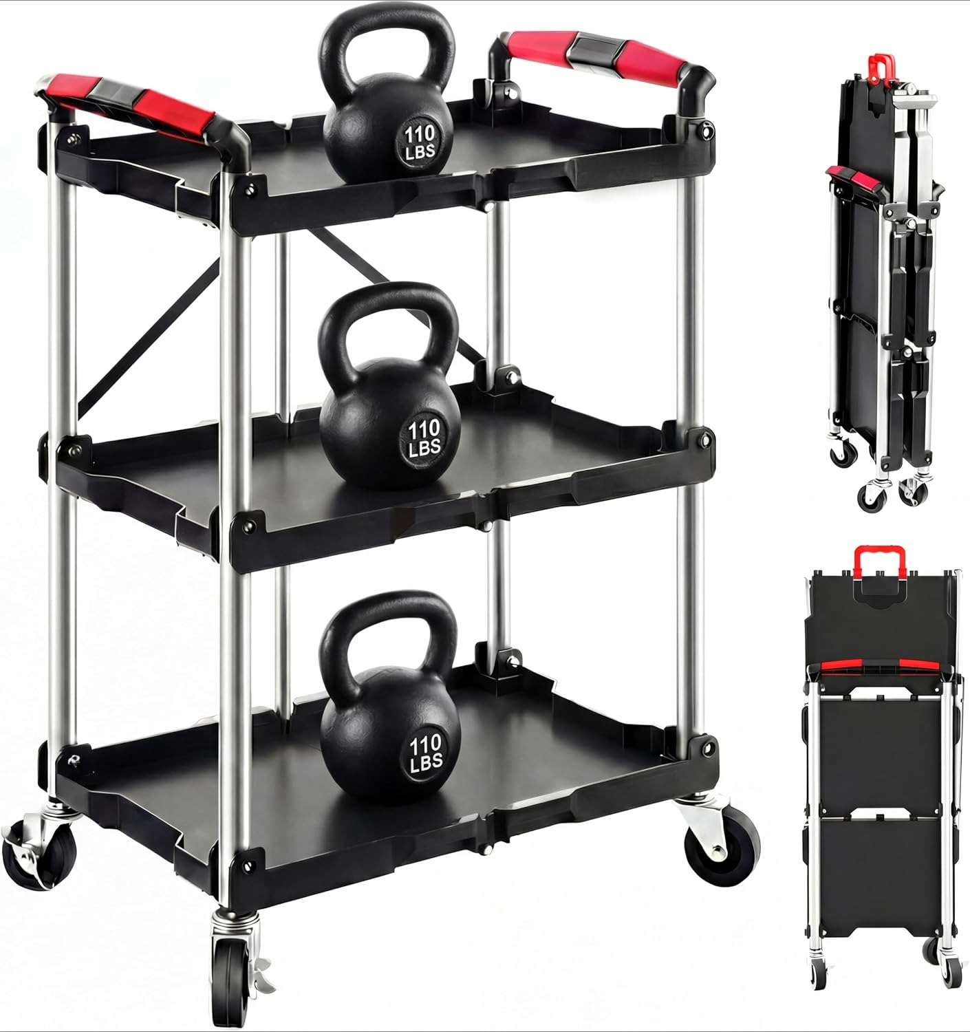 3-Shelf Foldable Rolling Utili - огляд і ціна Heavy Equipment Supplies
