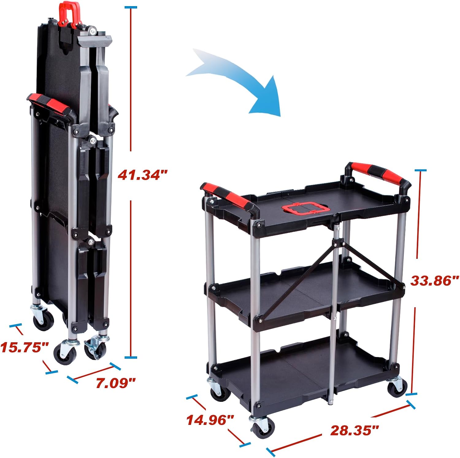 3-Shelf Foldable Rolling Utili - огляд і ціна Heavy Equipment Supplies